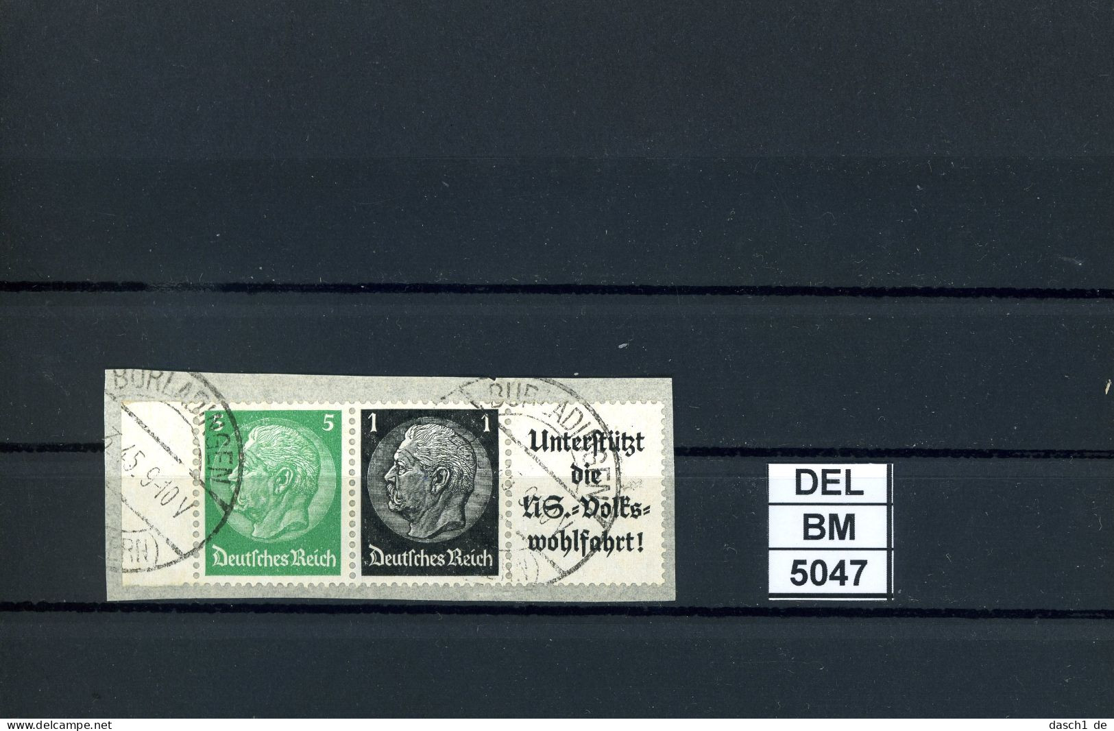 DEL-BM5047, Deutsches Reich,  Zusammendrucke Hindenburg, O, W90, SR - Se-Tenant