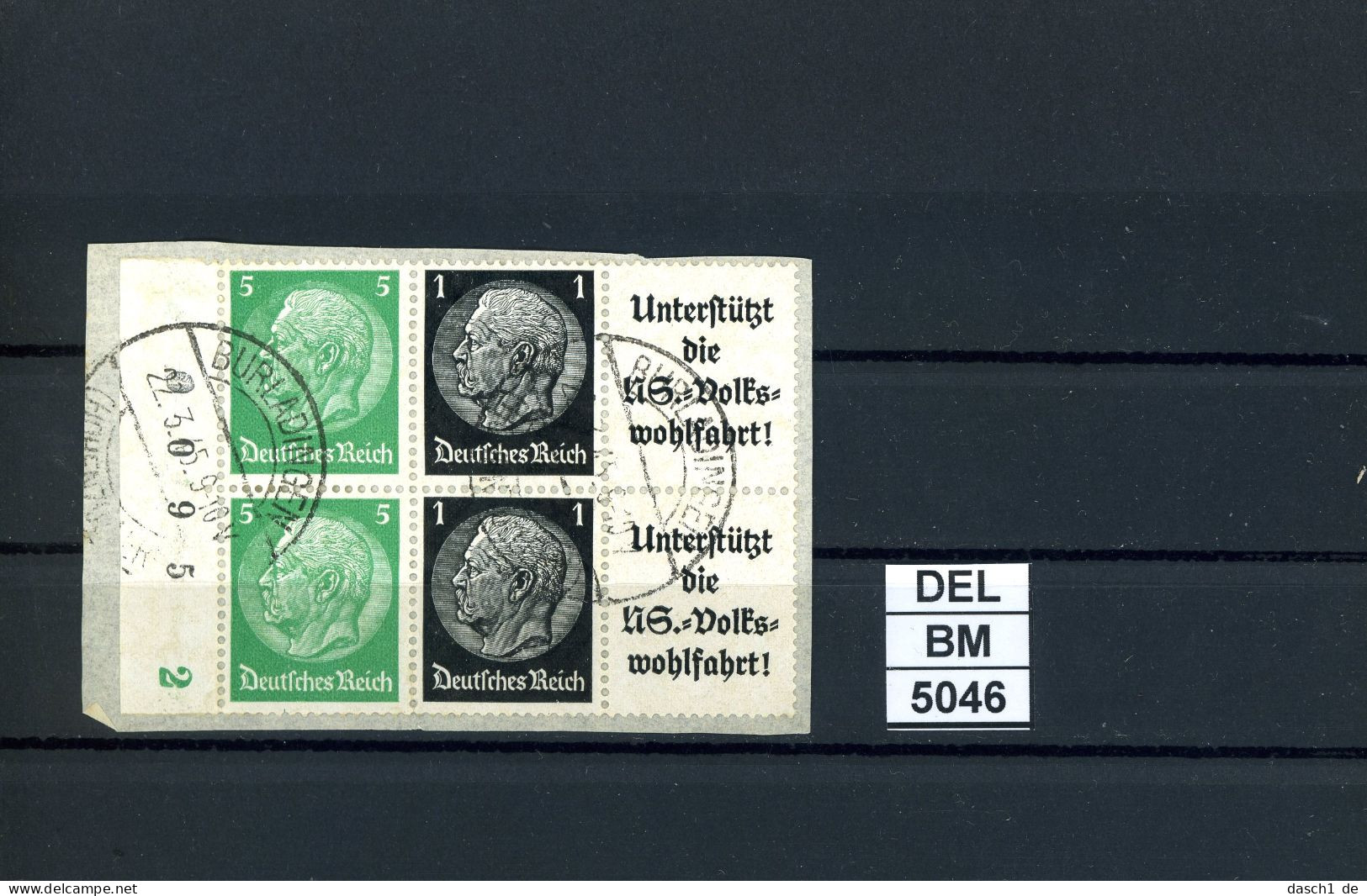 DEL-BM5046, Deutsches Reich,  Zusammendrucke Hindenburg, O, W90, SR - Se-Tenant