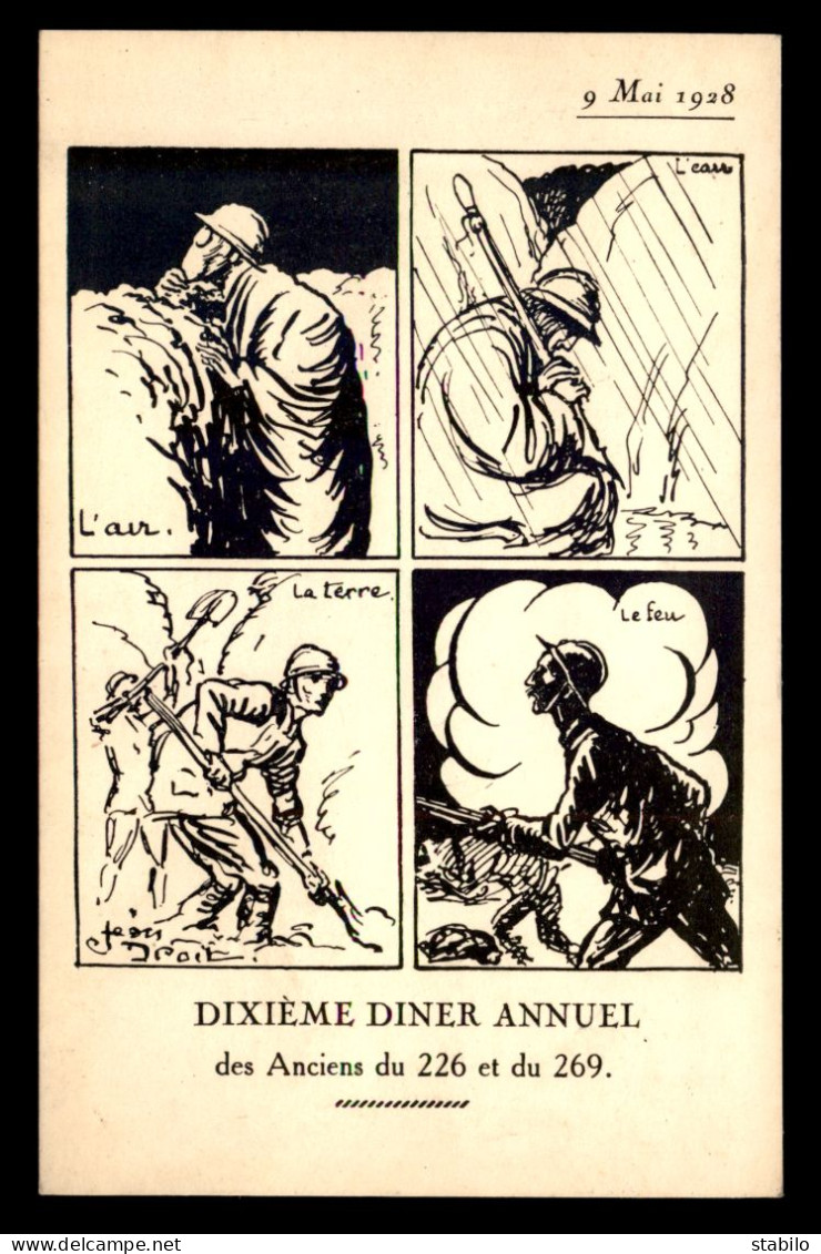 MENU - ILLUSTRATEUR JEAN DROIT (1884-1961), LT AU 226E R.I. - 10E DINER DES ANCIENS DU 226 ET DU 269 - 9 MAI 1928 - Menükarten