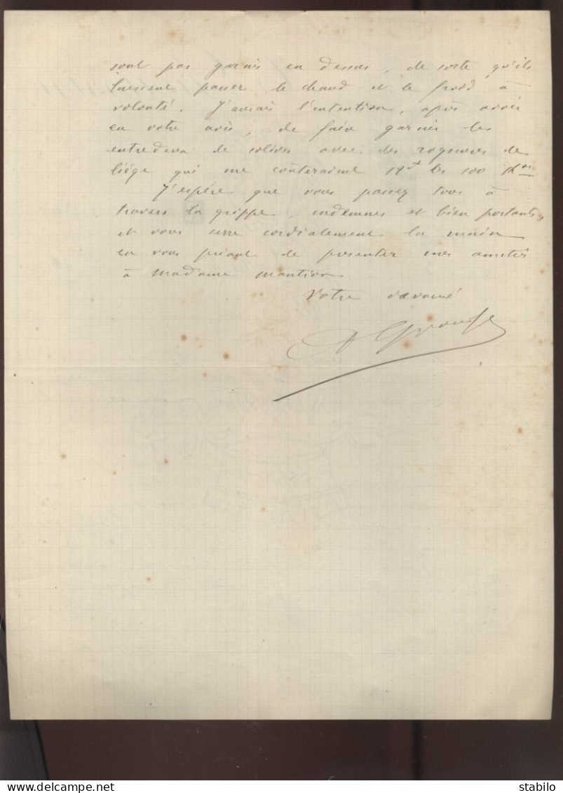 PHARMACIE A. GROUSSIN, 37 RUE NATIONALE RAMBOUILLET (YVELINES) - COURRIER DE FEVRIER 1900 - Otros & Sin Clasificación