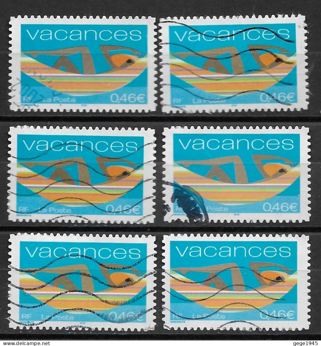 France 2002 Oblitéré N° 3494   " Autoadhésif  N° 33  - Vacances ( 6 Exemplaires )  Avec Nuances Sur Les Jambes - Used Stamps