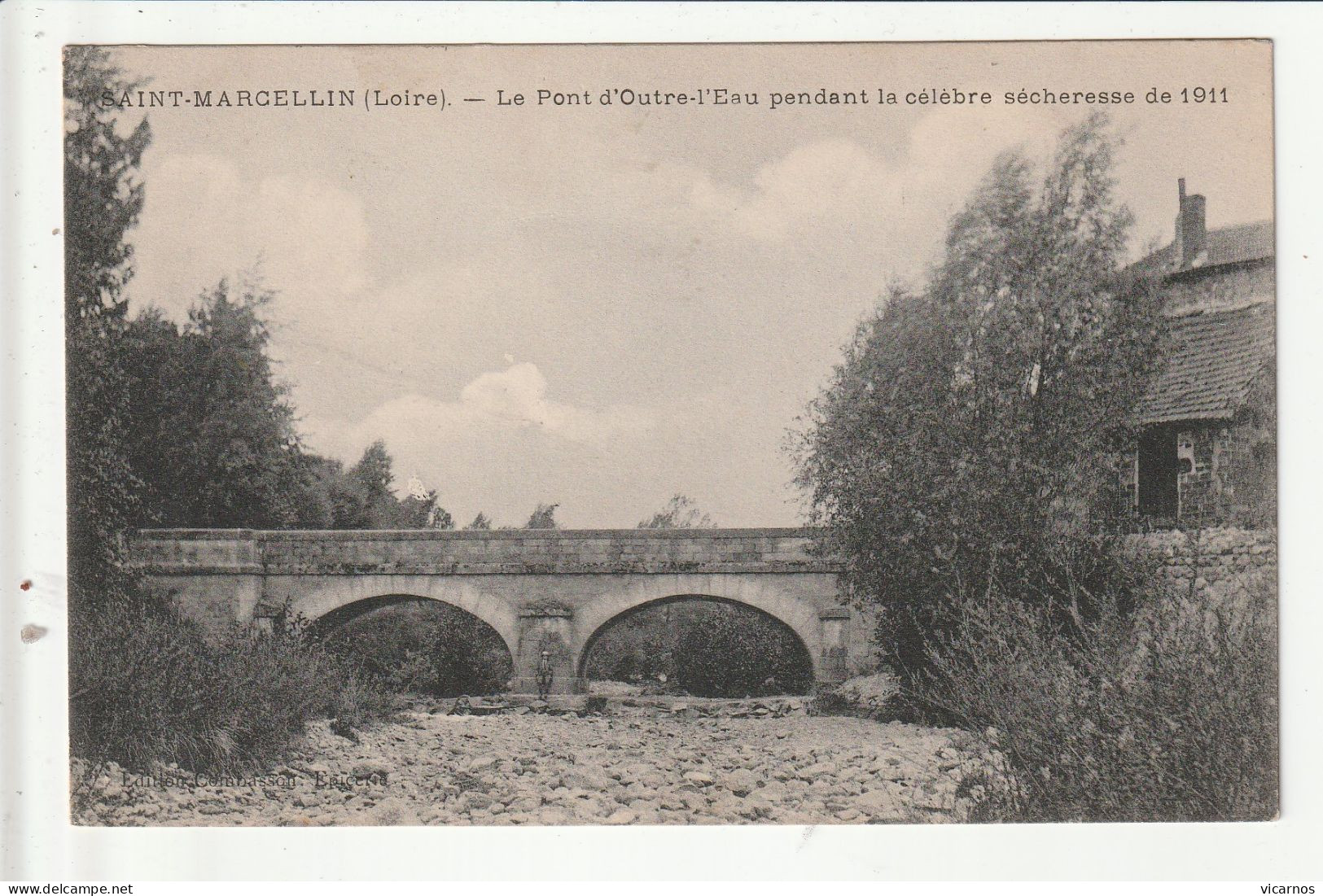 CP 42 SAINT MARCELLIN Le Pont D'Outre L'Eau Pendant La Célèbre Secheresse De 1911 - Other & Unclassified