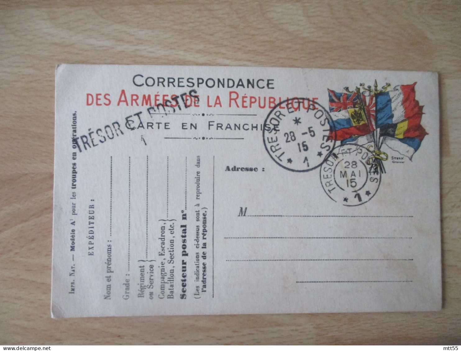 LOT DE 3 TRESOR ET POSTES 1 GRIFFE LINEAIRE  CACHET 2 TYPES  FRANCHISE POSTALE GUERRE 14.18 - WW I