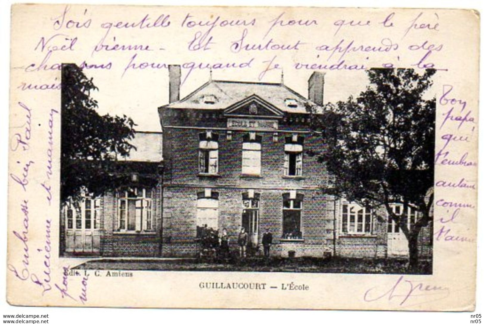 80  - GUILLAUCOURT  ( Somme )  - L'Ecole  ( 1917 ) - Andere & Zonder Classificatie