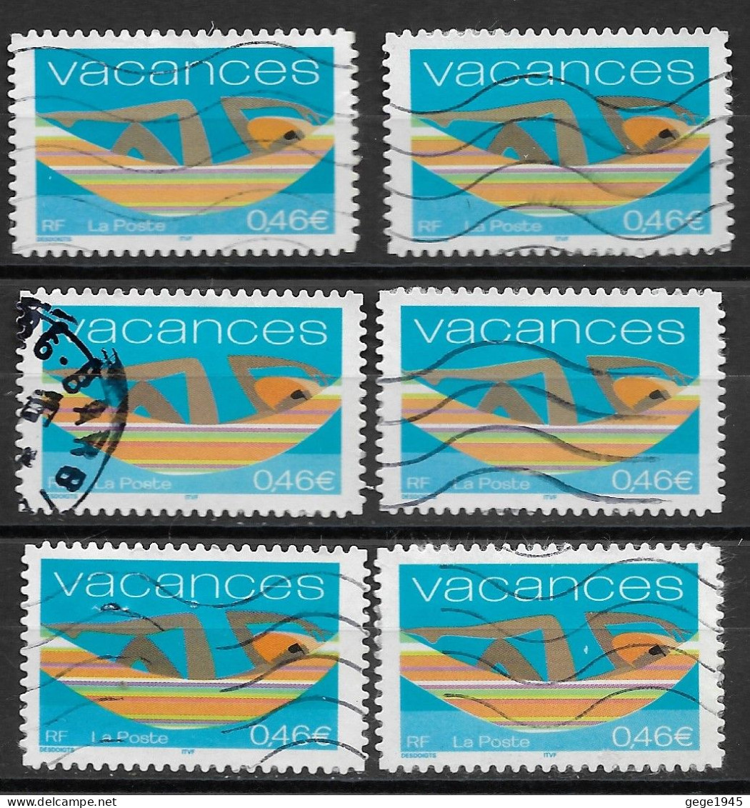 France 2002 Oblitéré N° 3494   " Autoadhésif  N° 33  - Vacances ( 6 Exemplaires )  Avec Nuances Sur Les Jambes - Used Stamps