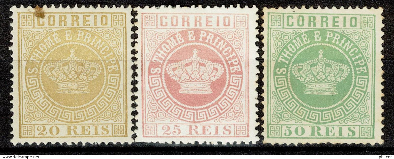 S. Tomé, 1885, # 3, 4, 6, Reprints, MNG - St. Thomas & Prince