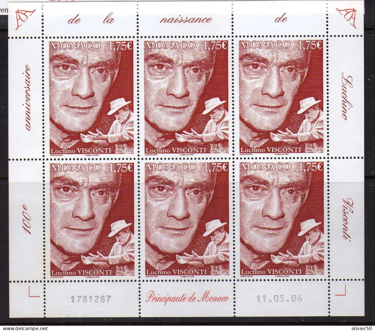 Monaco - 2006 - Luchino Visconti - Realisateur - Cinema - Neufs** - MNH - Ungebraucht