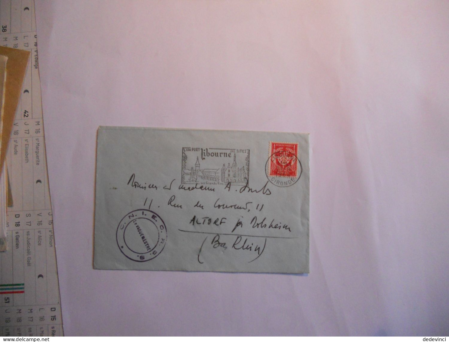 Lettre Libourne Avec Timbre FM Rouge - 1961-....