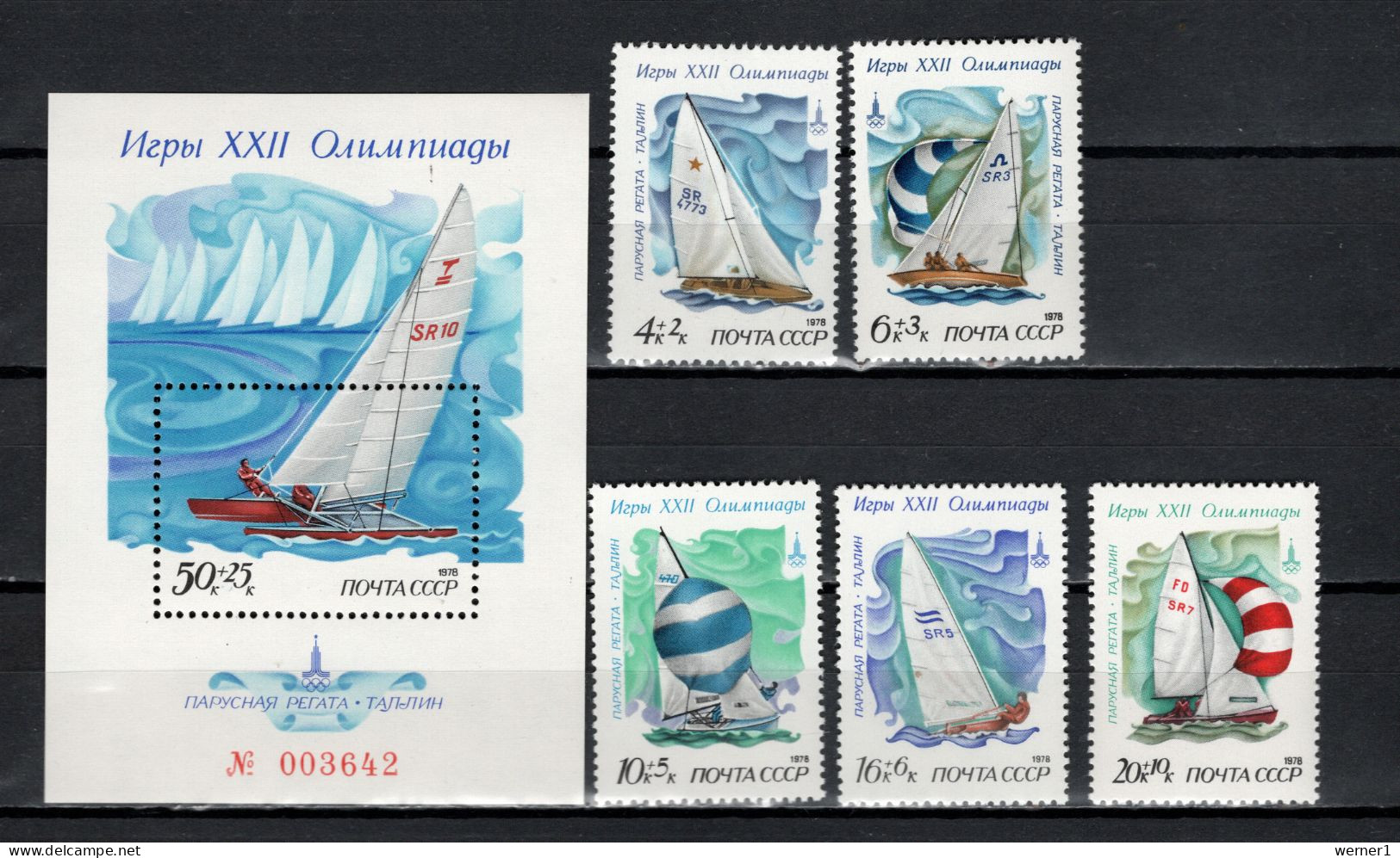 USSR Russia 1978 Olympic Games Moscow, Sailing Set Of 5 + S/s MNH - Summer 1980: Moscow