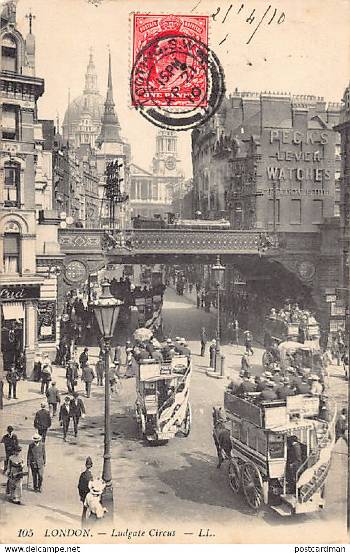 England - LONDON - Ludgate Circus - Horse Trams - Publ. Lévy L.L. 105 - Other & Unclassified