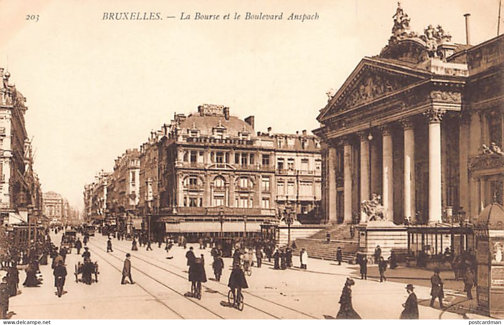 BRUXELLES - La Bourse Et Le Boulevard Anspach - Ed. Neurdein ND Phot. 203 Sepia - Autres & Non Classés