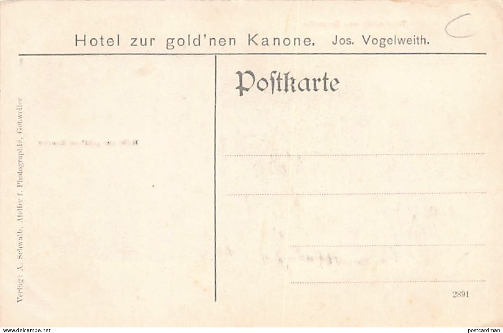 Guebwiller - Vue Générale - Hôtel Aux Canons D'or (zur Gold'nen Kanone) Ed. A. Schwalb Atelier F. Photographie - Guebwiller