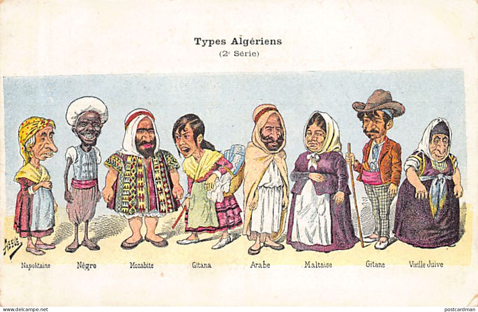 JUDAICA - Algérie - CARICATURE D'Assus - Types Algériens - Vieille Juive - Ed. Assus  - Jewish