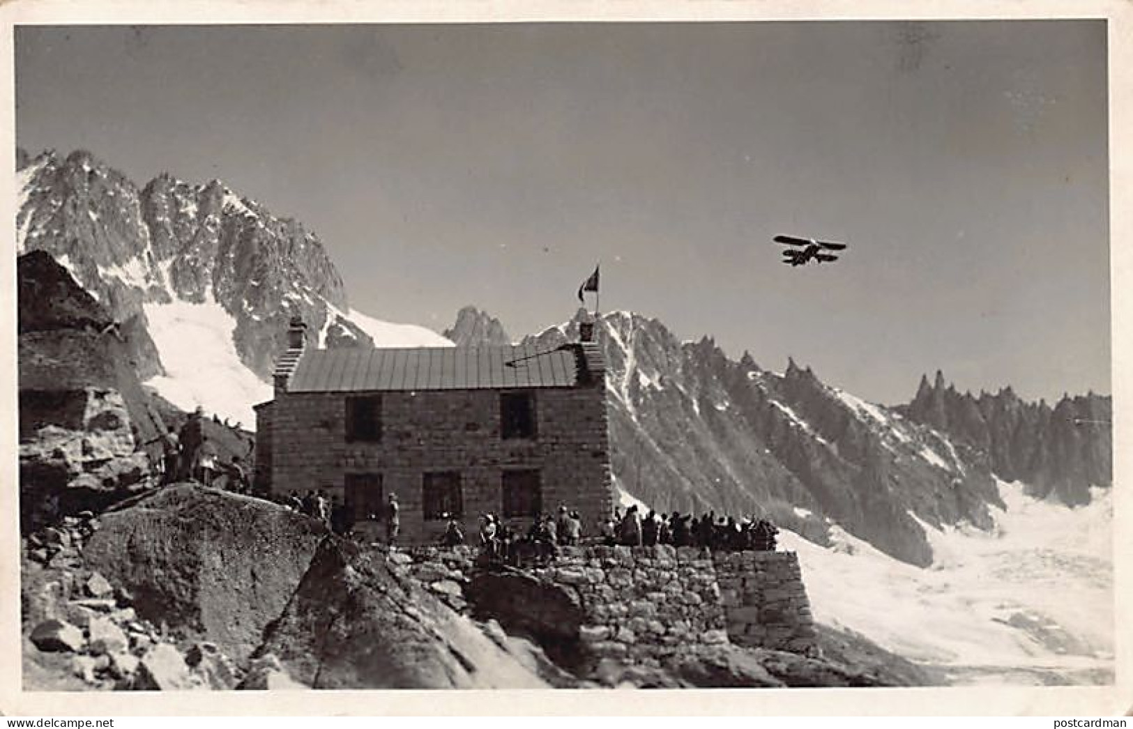 Suisse - Avion Biplan Survolant Les Alpes - Châlet Avec Spectateurs - Photo Kodak - Ed. Inconnu  - Altri & Non Classificati