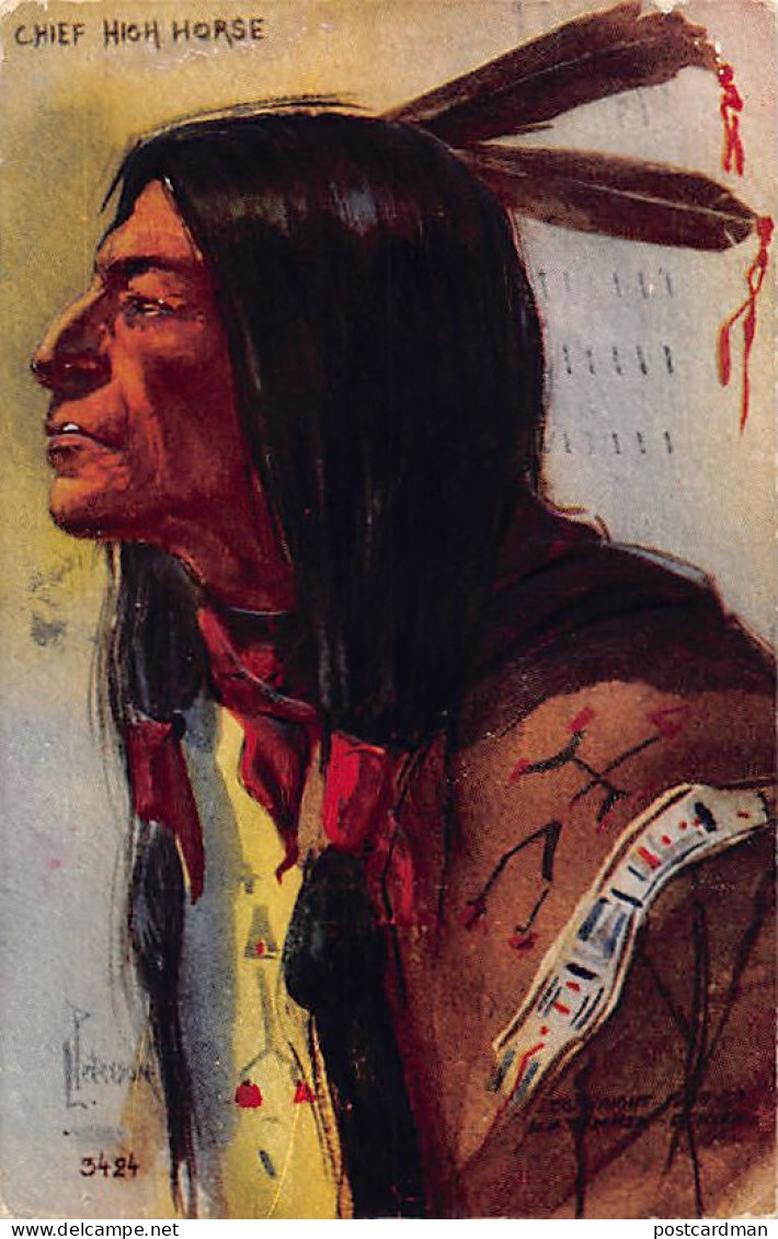 Usa - Native Americans - Chief High Horse - Embossed Postcard - Indios De América Del Norte