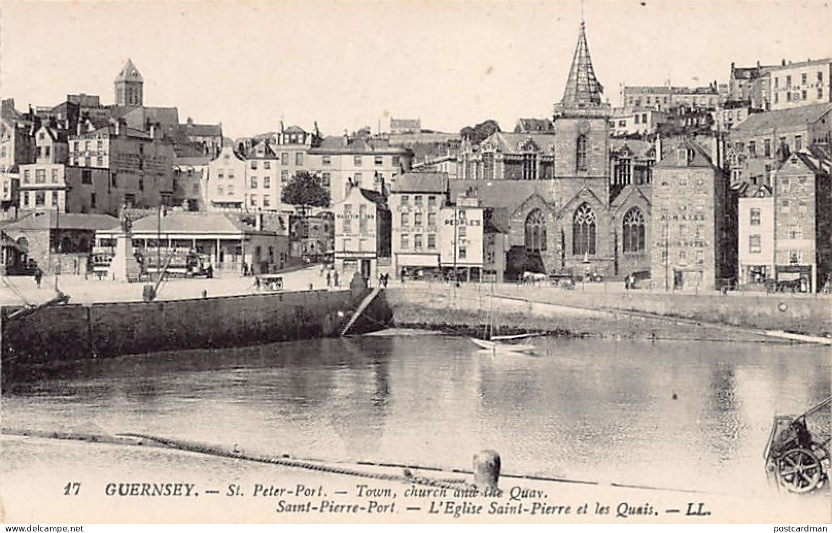 Guernsey - ST. PETER PORT - Town, Church And The Quay - Publ. Levy L.L. 17 - Guernsey