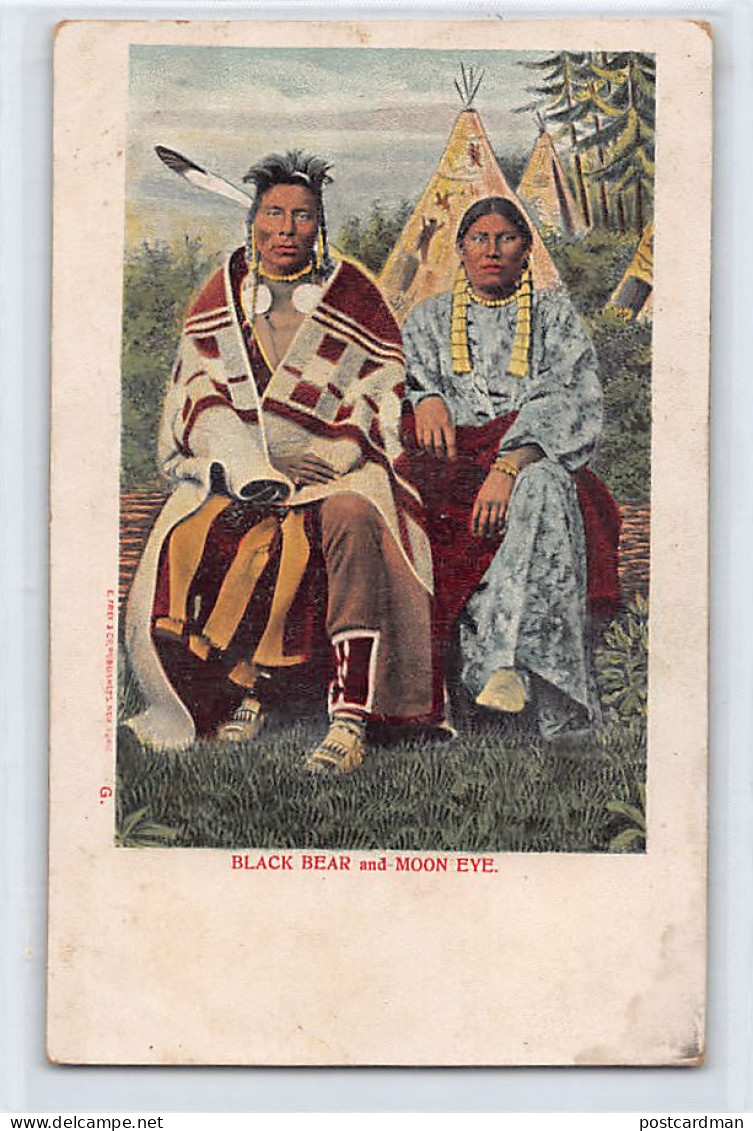 Usa - Native Americana - Black Fear And Moon Eye, Indian Chief And His Wife - SEE SCANS FOR CONDITION - Publ. E. Frey G - Indios De América Del Norte