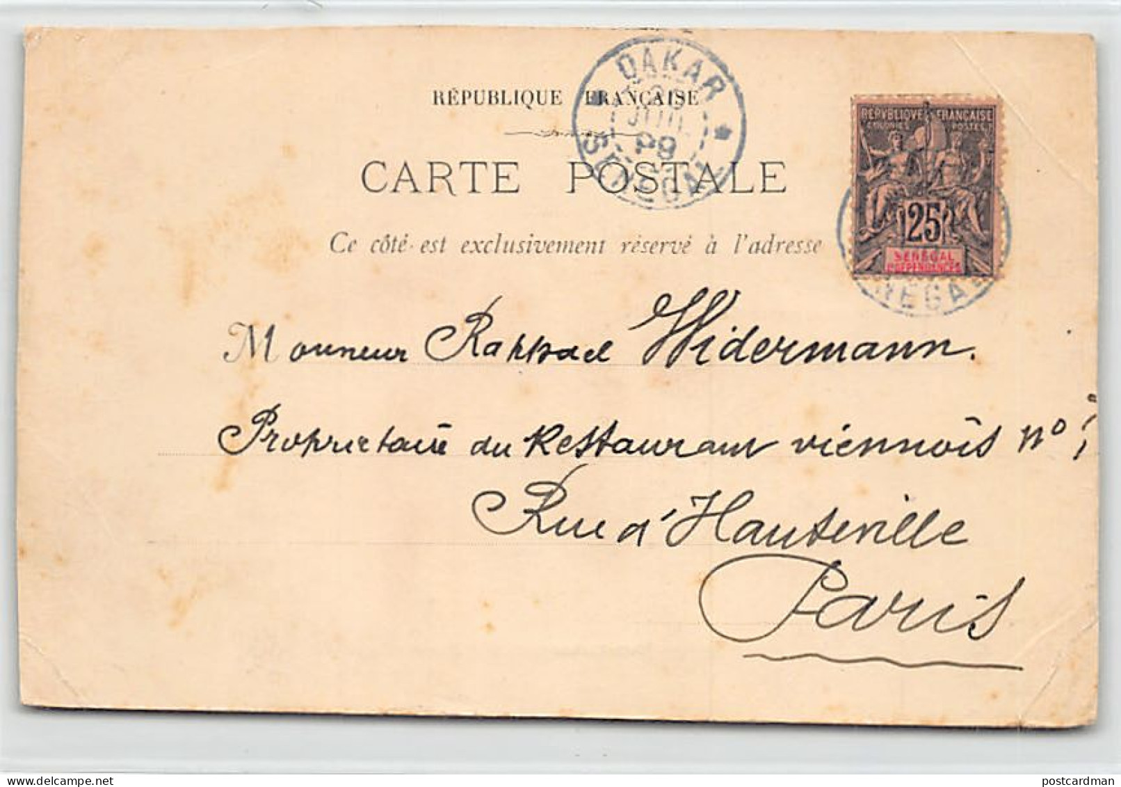 Sénégal - DAKAR - Souvenir De - CARTE VOYAGÉE EN 1899 - Ed. Eugène Schuppli  - Senegal
