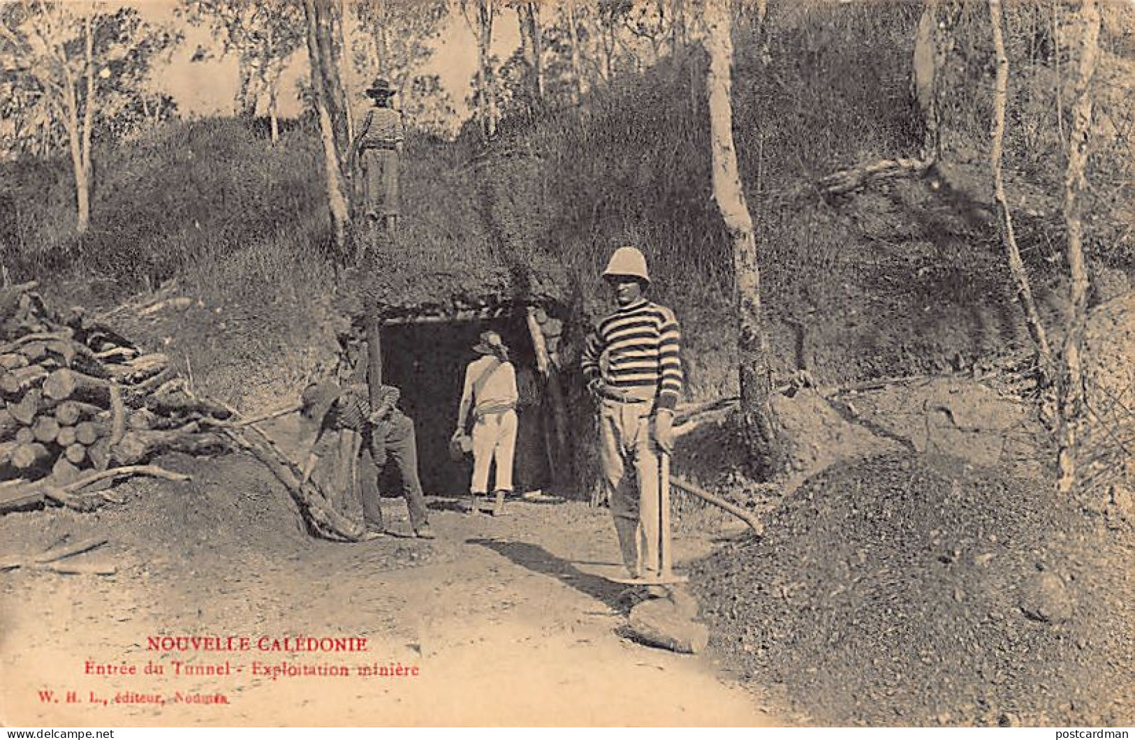 Nouvelle-Calédonie - Entrée Du Tunnel - Exploitation Minière - Forçats Au Travail - Ed. W.H.L.  - Nouvelle Calédonie