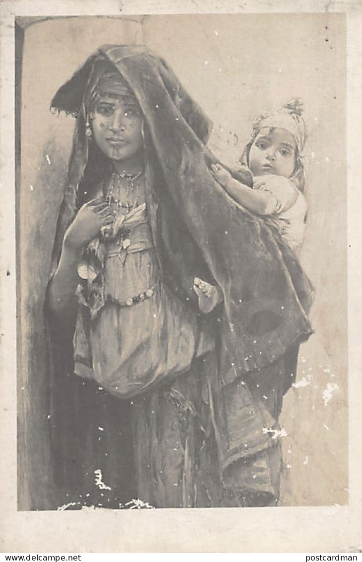 TUNISIE - Mère Tunisienne Et Son Enfant, Esquisse Pour Un Tableau (artiste Inconnu) - Tunesien