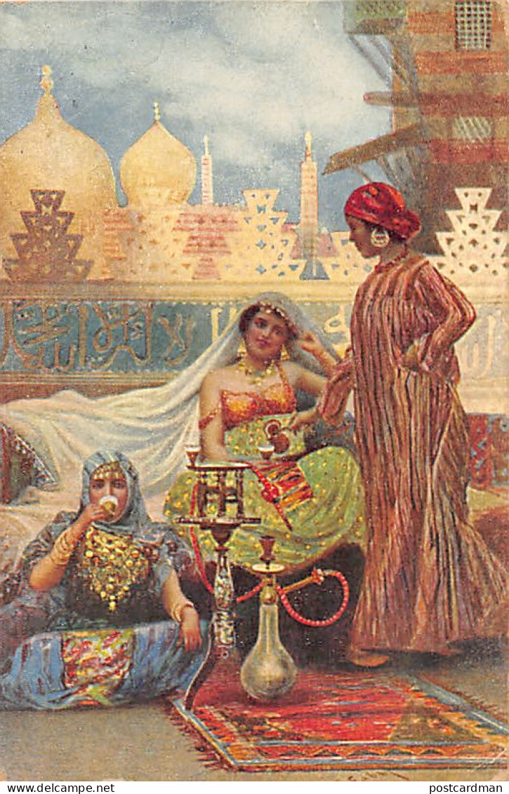 Egypt - Arab Girls Drinking Coffee And Smoking Hookah - Publ. The Cairo Postcard Trust 638 - Other & Unclassified