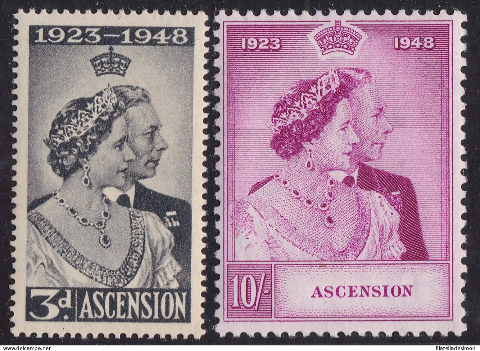 1948 ASCENSION, Stanley Gibbons N. 50/51 - Royal Silver Wedding - MNH** - Sonstige & Ohne Zuordnung