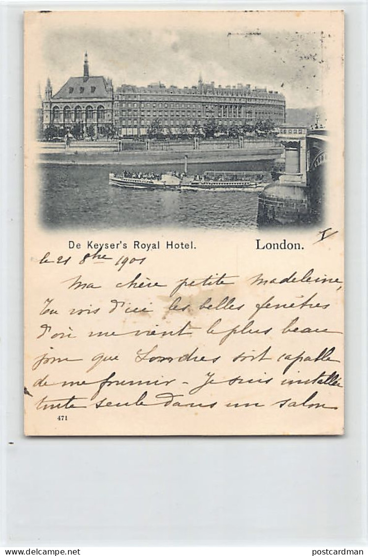 England - LONDON - De Keyser's Royal Hotel - Year 1901 FORERUNNER SMALL SIZE POSTCARD - Other & Unclassified