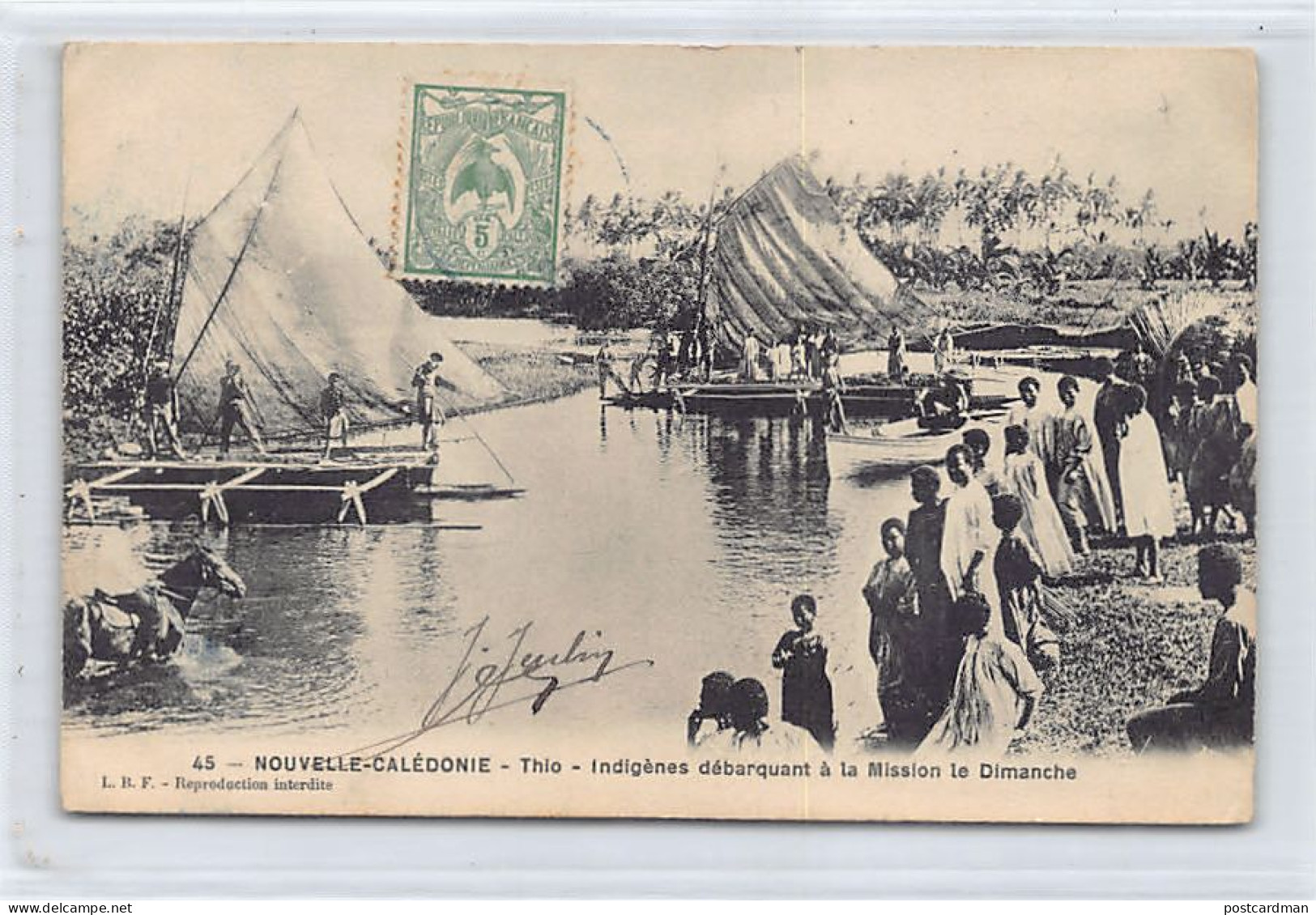 Nouvelle-Calédonie - THIO - Indigènes Débarquant à La Mission Le Dimanche - Ed. L.B.F. 45 - Nouvelle Calédonie