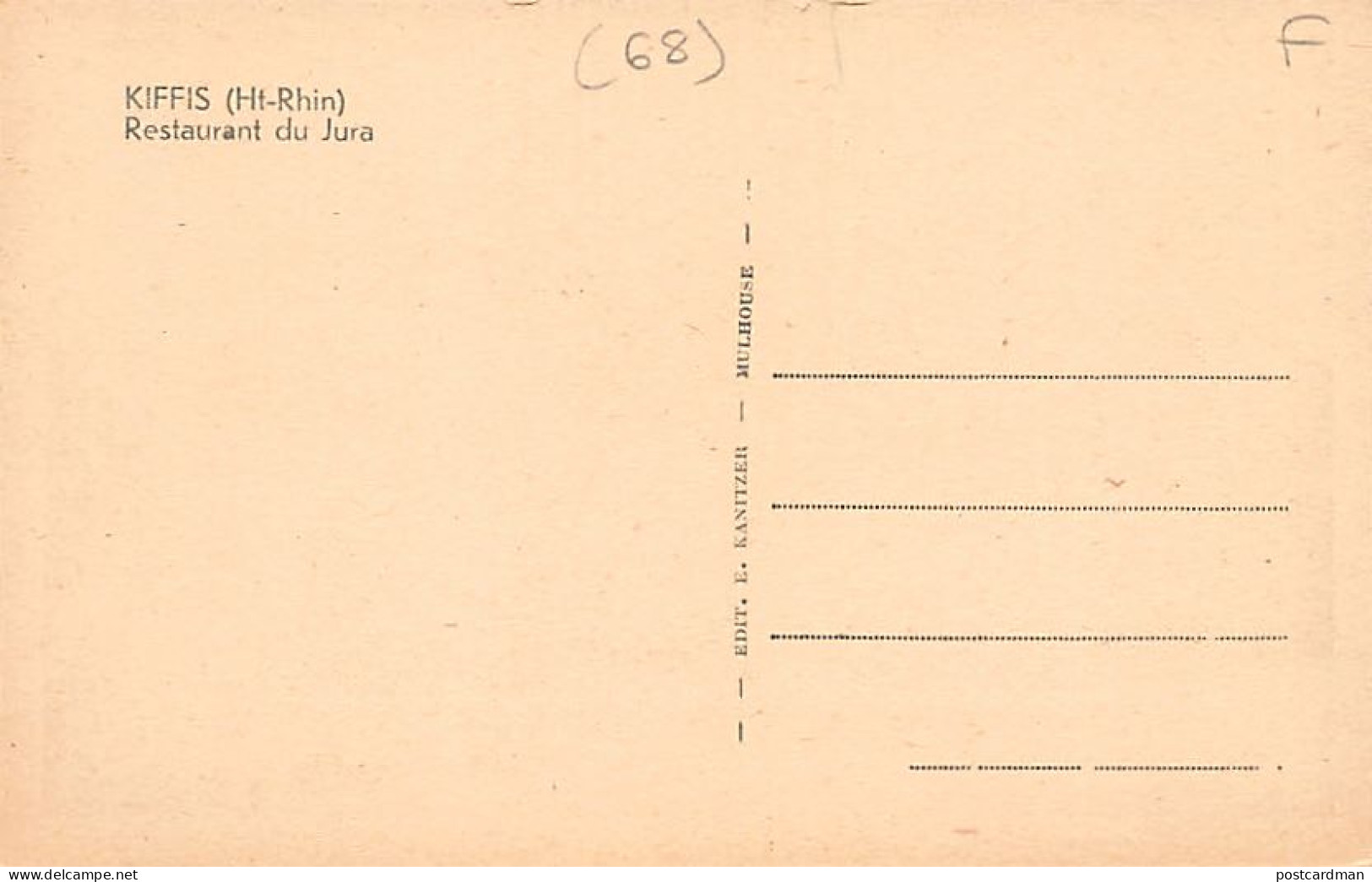 Kiffis - Restaurant Du Jura - Ed. E. Kanitzer - Sonstige & Ohne Zuordnung