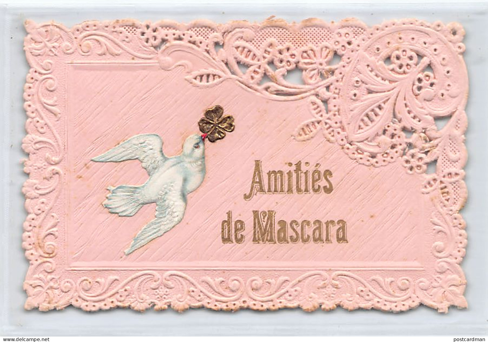 Algérie - MASCARA - Amitiés De... - Carte Fantaisie ROSE - Ed. Inconnu  - Andere & Zonder Classificatie