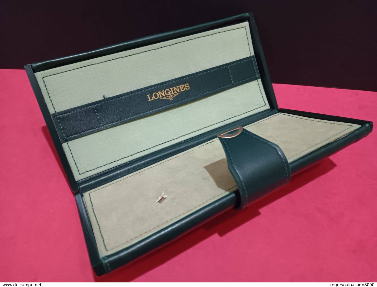 Estuche Caja Original Reloj Montre à Bracelet Wristwatch Longines Años 80 En Perfecto Estado En Piel Color Verde - Other & Unclassified