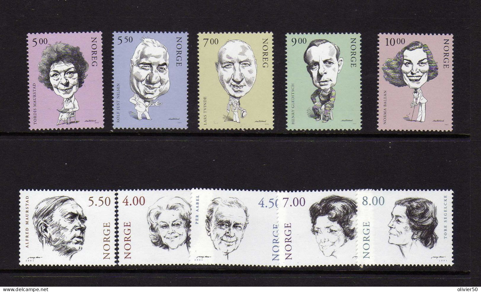 Norvege - (2001-2002) -  Acteurs - Cinema - Neufs** - MNH - Ongebruikt