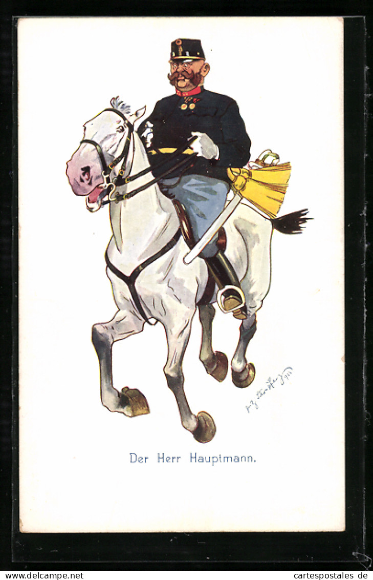 Künstler-AK Fritz Schönpflug: Hauptmann In Uniform Zu Pferde  - Schoenpflug, Fritz