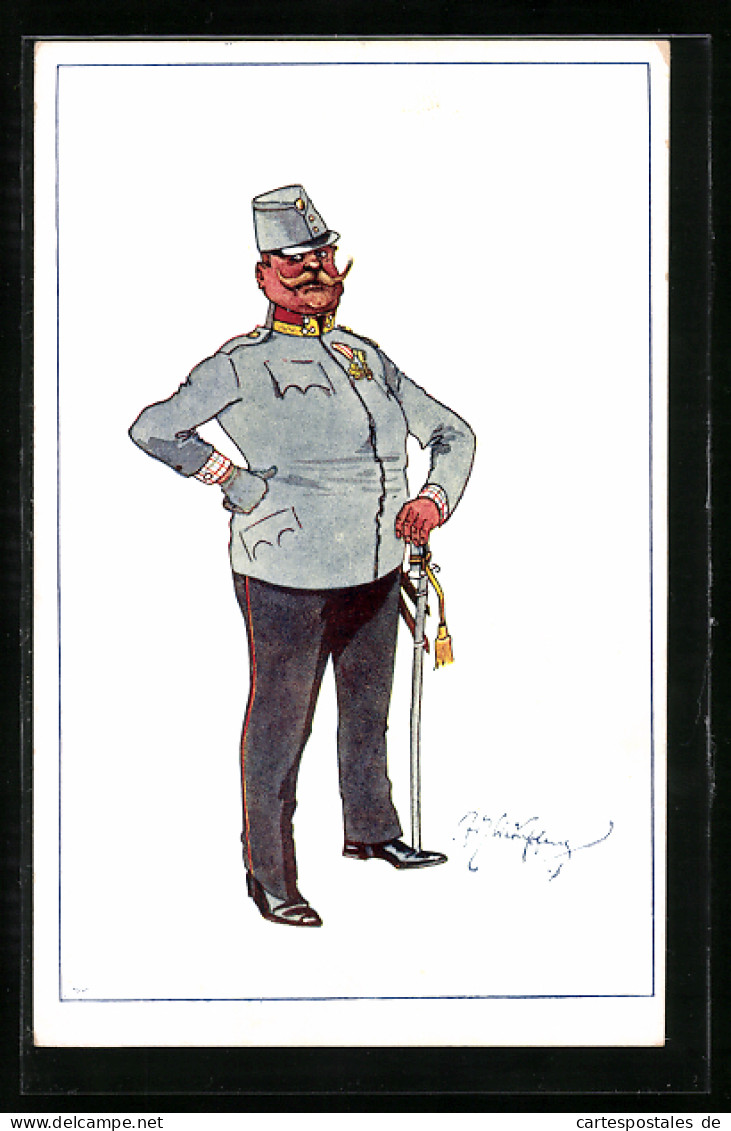 Künstler-AK Fritz Schönpflug: Korpulenter Soldat In Seiner Uniform  - Schönpflug, Fritz