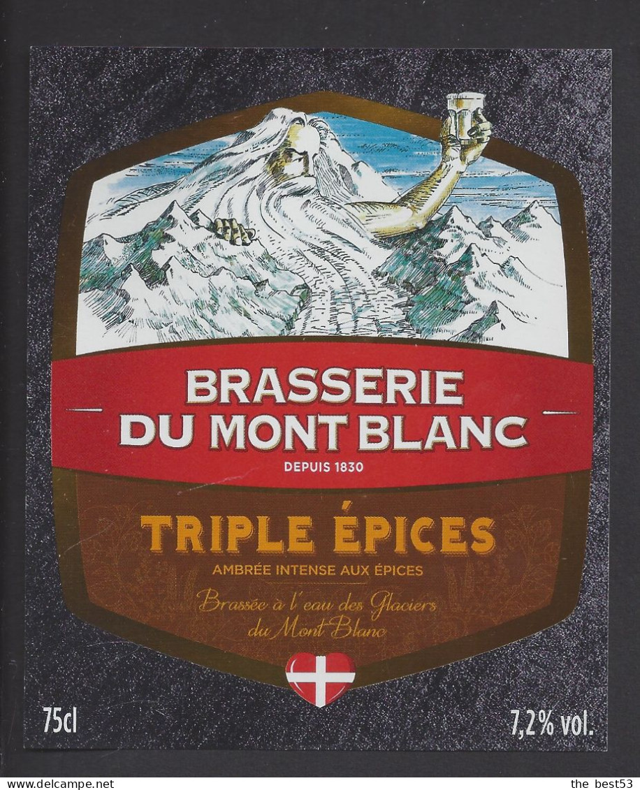 Etiquette De Bière Ambrée Triple épices  -  Brasserie Du Mont Blanc à La Motte Servolex   (73) - Cerveza