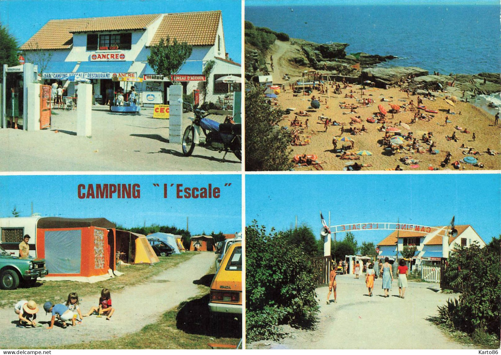 La Plaine Sur Mer * Cp 4 Vues * Camping L'ESCALE * Bar Snack - La-Plaine-sur-Mer