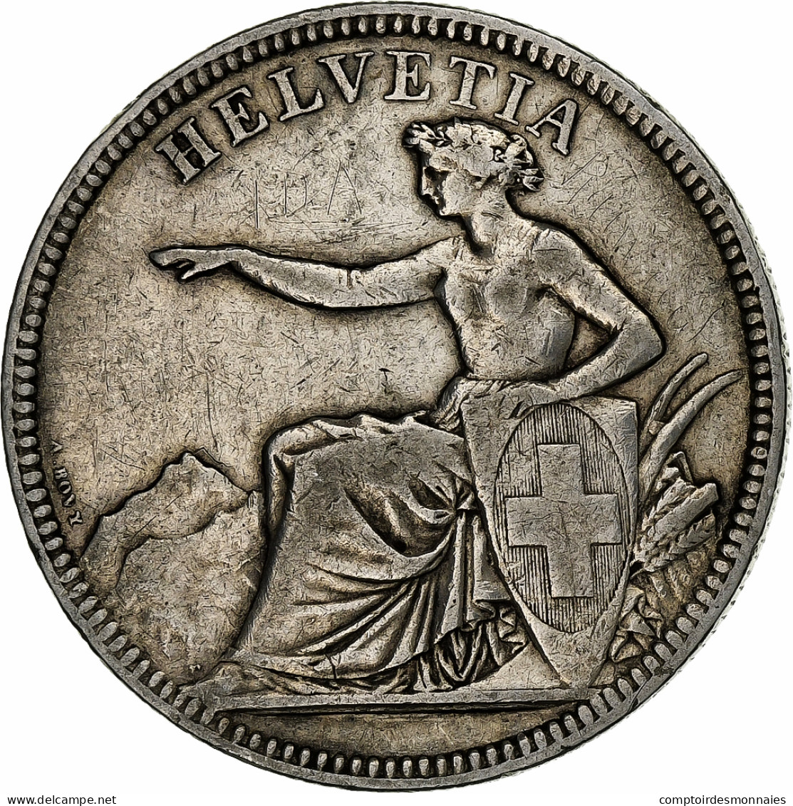 Suisse, 5 Francs, 1874, Bruxelles, Argent, TB+, KM:11 - Autres & Non Classés