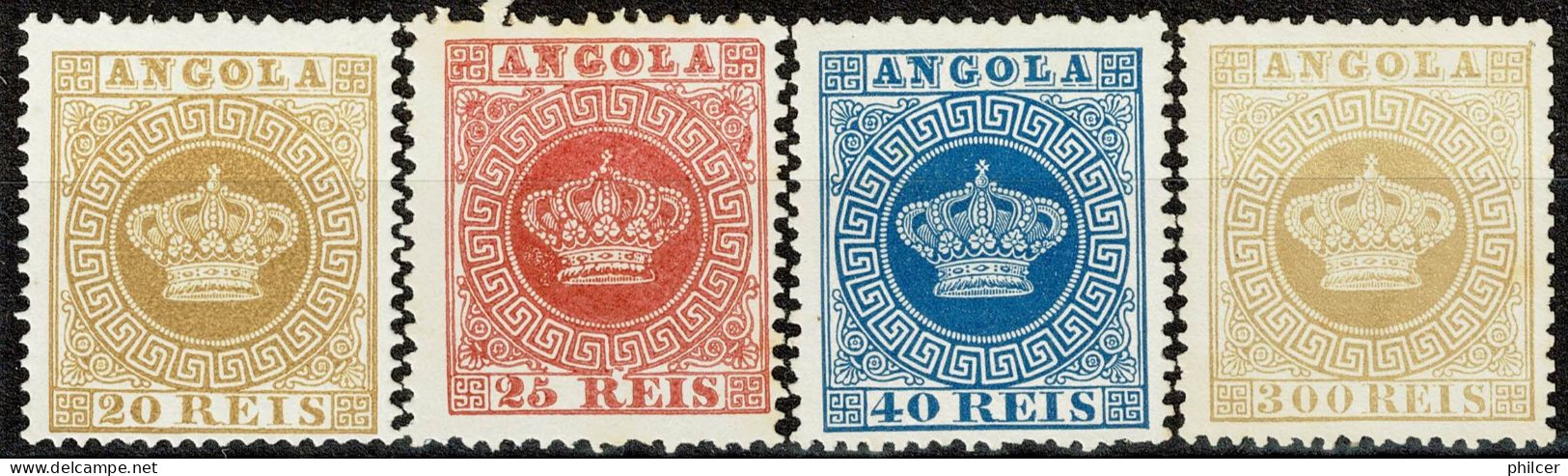 Angola, 1885, # 3, 4, 5, 9, Reprints, MNG - Angola