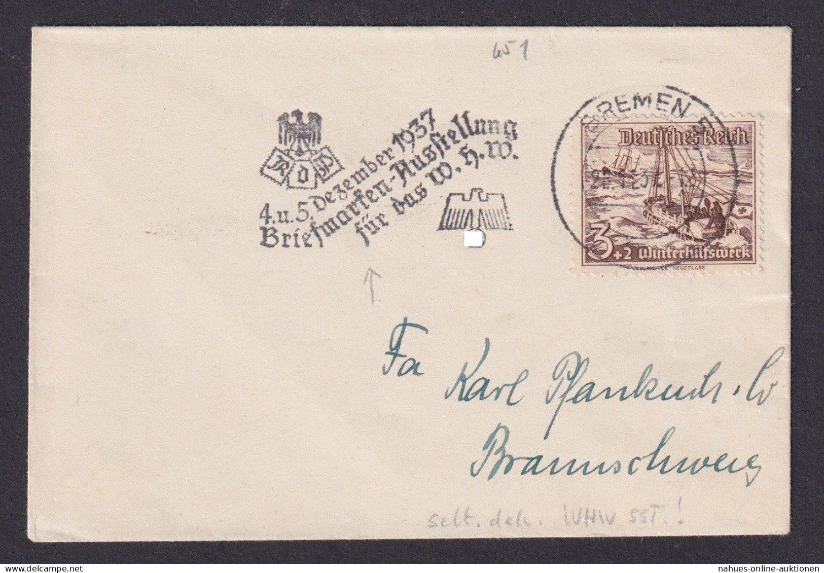 Deutsches Reich Brief Bremen Selt. Dekorativer SSt Philatelie Briefmarken - Covers & Documents