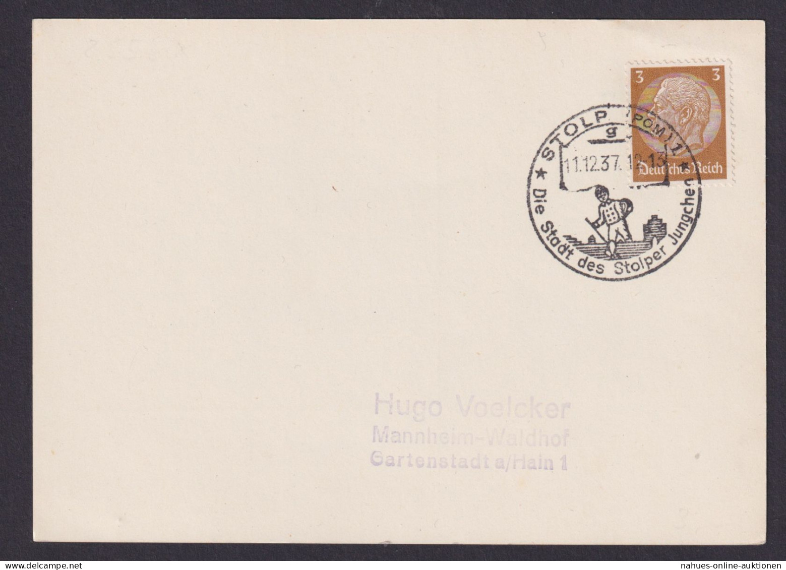 Deutsches Reich Postkarte Stolp Pommern SSt Die Stadt Des Stolper Jungchen N. - Briefe U. Dokumente