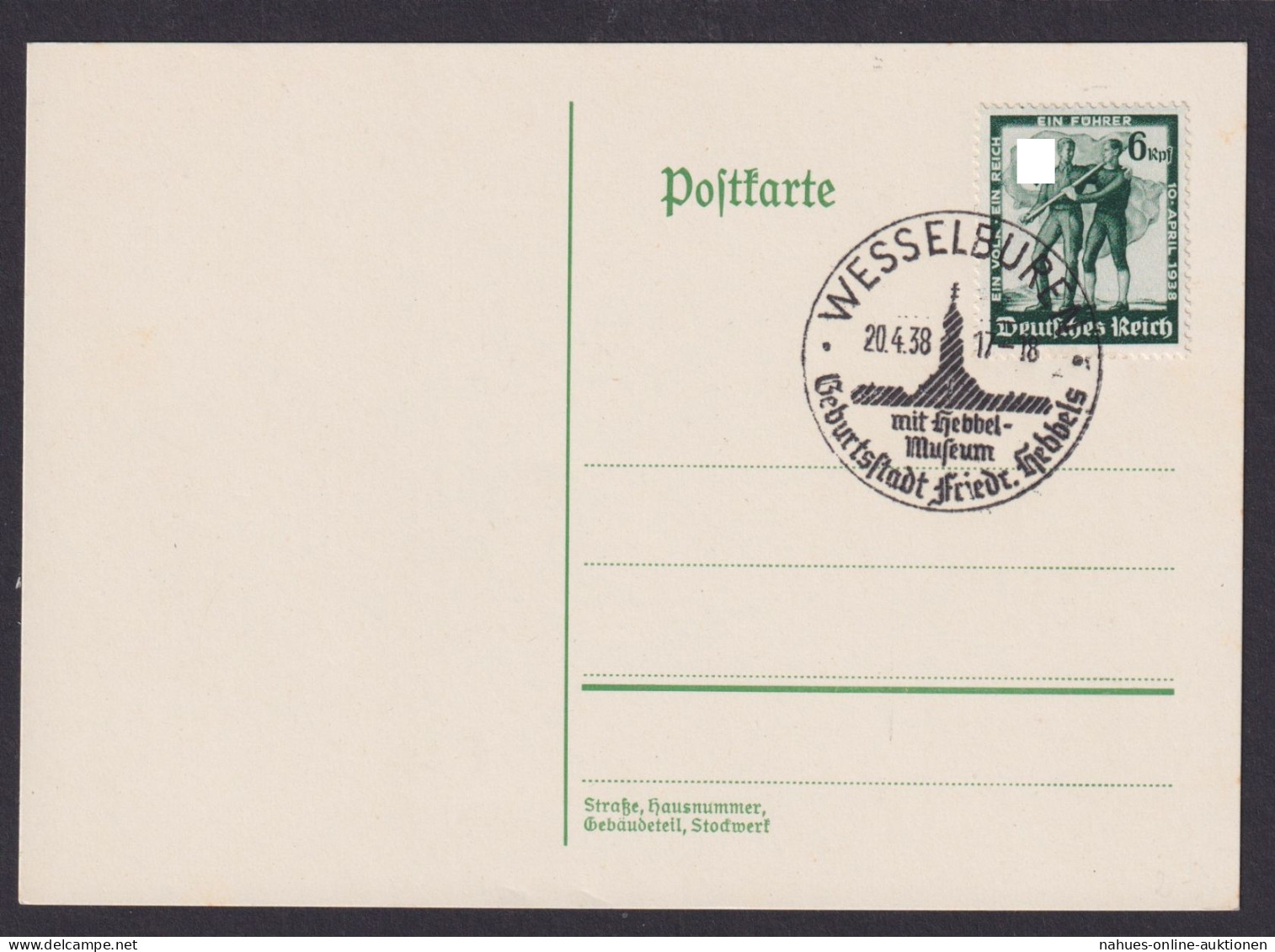 Wesselburen Schleswig Holstein Deutsches Reich Selt. SSt Geburtsstadt Friedrich - Storia Postale