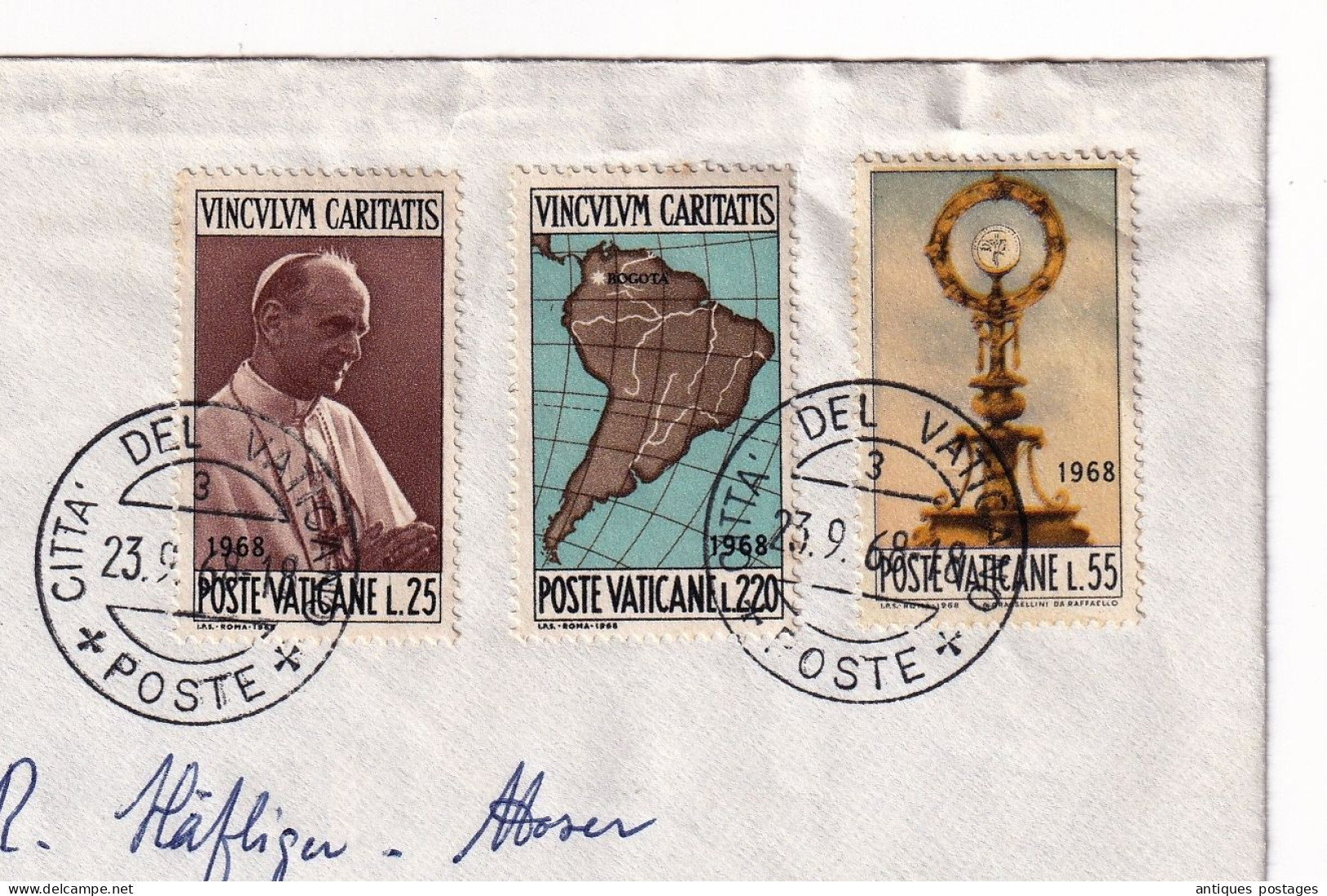 Lettre Citta Del Vaticano 1968 Vatican Suise Exprès Espresso Vinculum Caritatis Papa Paolo VI Pape Pope - Storia Postale