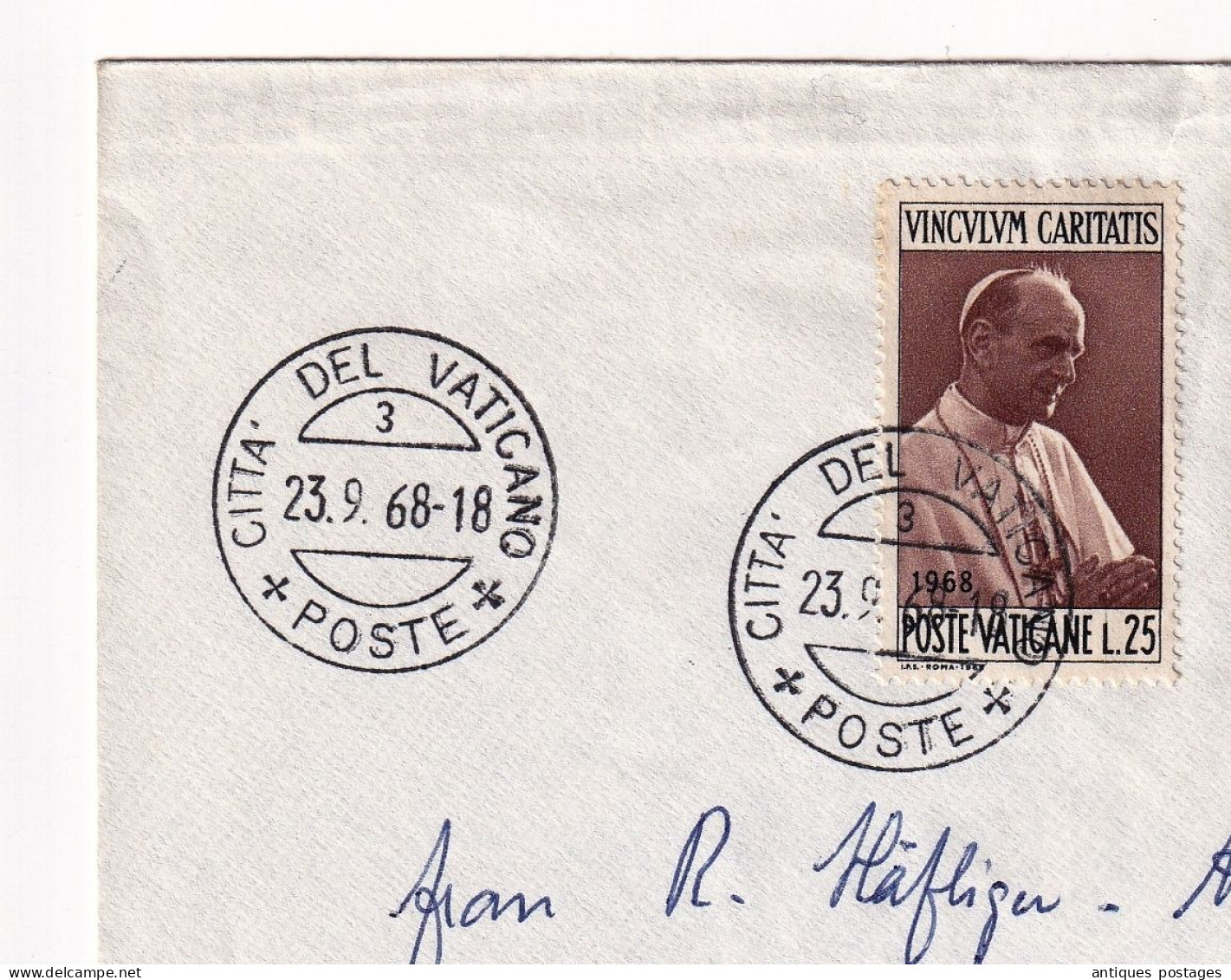 Lettre Citta Del Vaticano 1968 Vatican Suise Exprès Espresso Vinculum Caritatis Papa Paolo VI Pape Pope - Briefe U. Dokumente