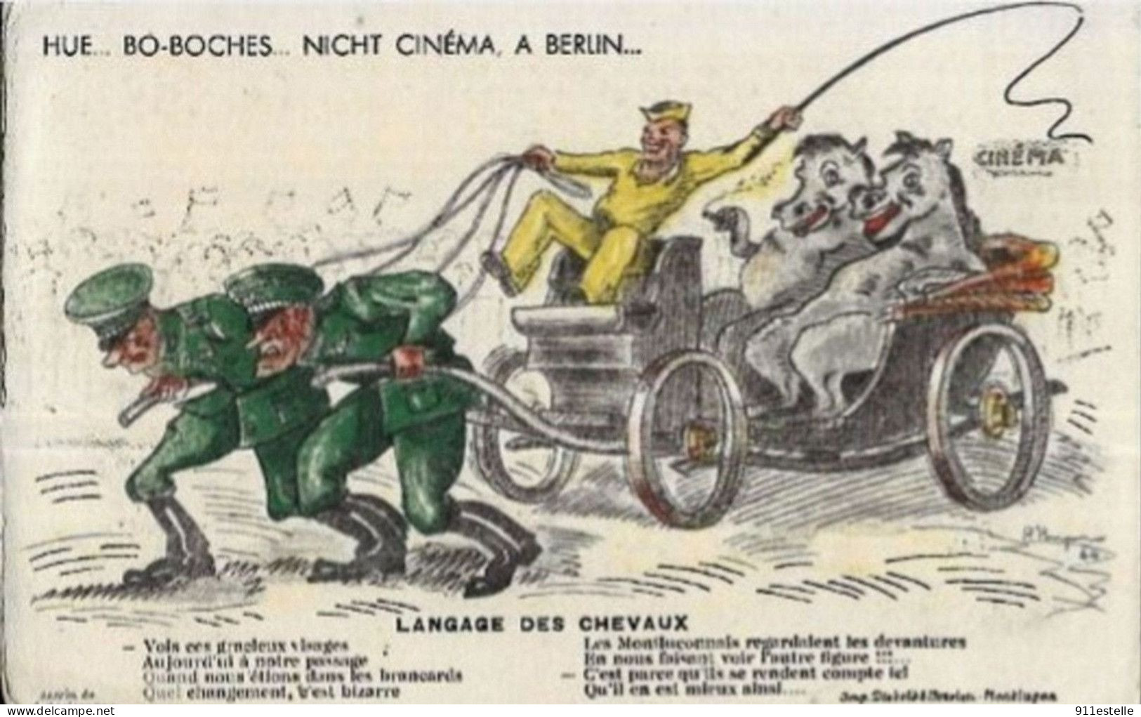 03  MONTLUCON - Langages Des Chevaux HUE BO- BOCHES .. NICHT  CINEMA ,A BERLIN  ( Pli Milieu Carte ) - Montlucon