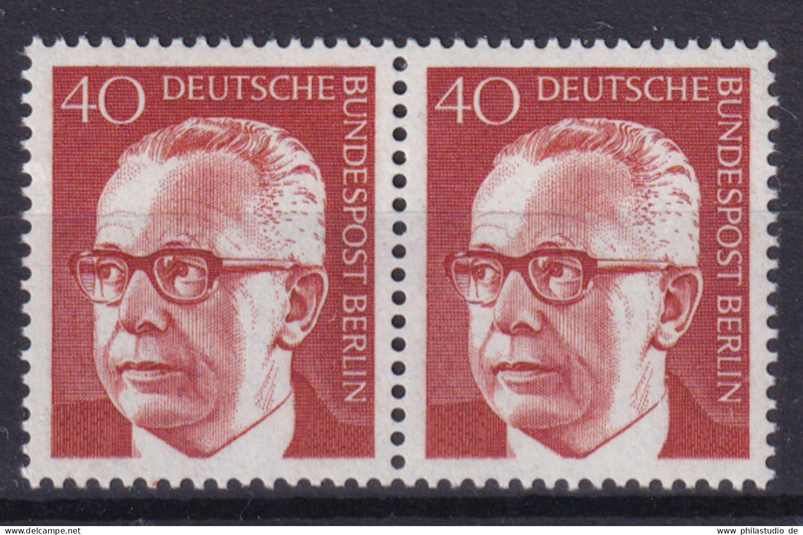 Berlin 364 Waagerechtes Paar Dr. Gustav Heinemann 40 Pf Postfrisch - Autres & Non Classés