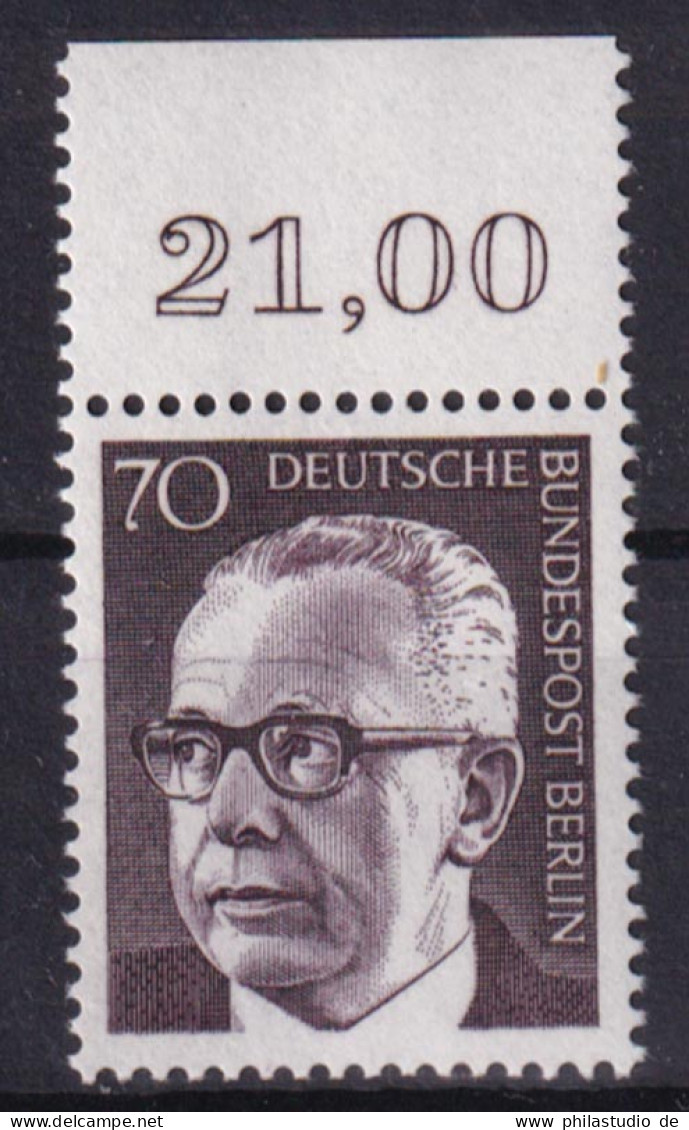 Berlin 366 Mit Oberrand Dr. Gustav Heinemann 0,70 Pf Postfrisch - Andere & Zonder Classificatie