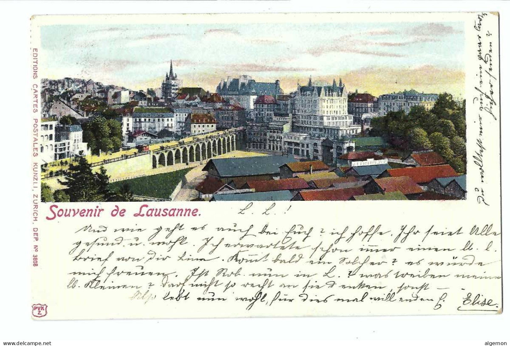 32562 - Souvenir De Lausanne + Timbre UPU Circulée 1900 Litho - Lausanne