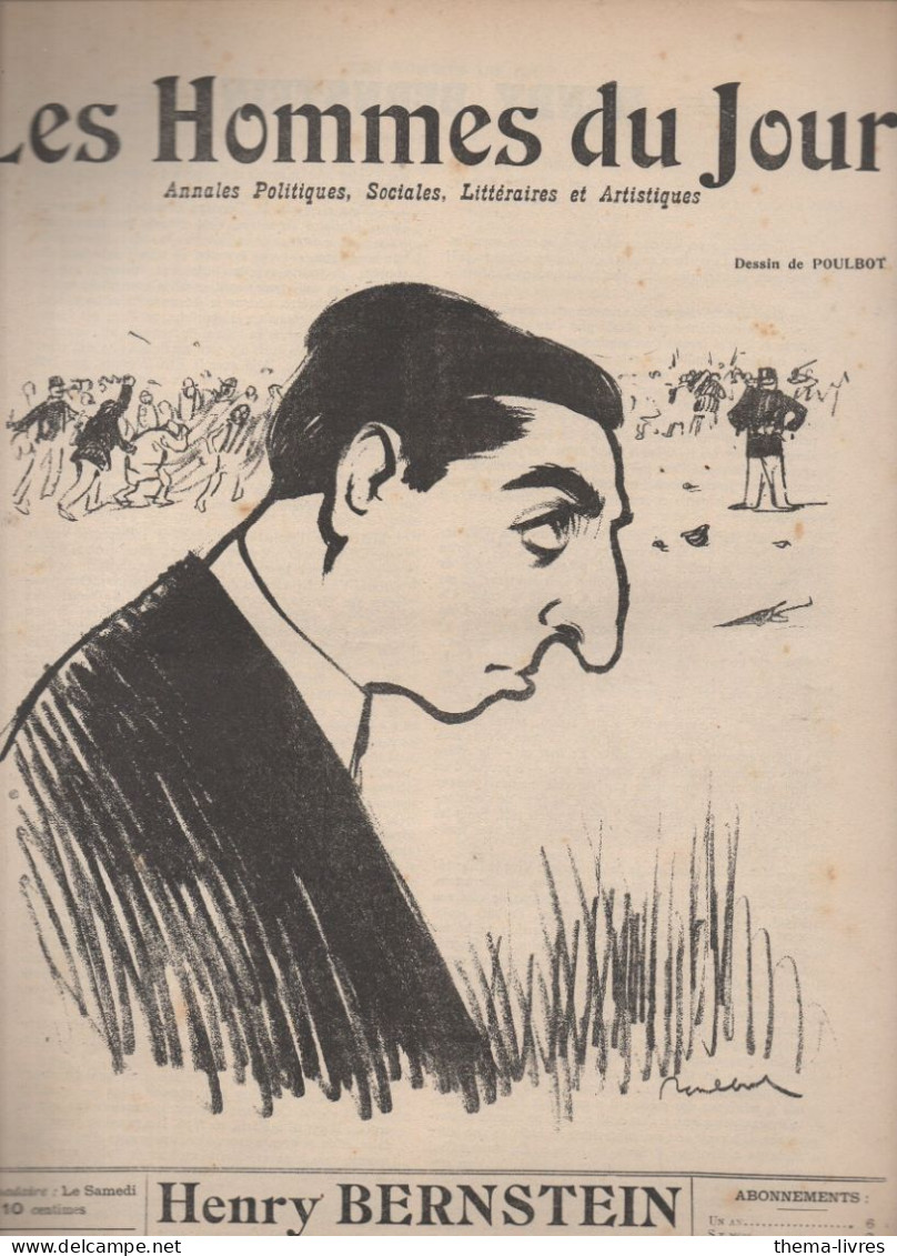 Revue  LES HOMMES DU JOUR  N°163 Mars 1911 ; Caricature De Henry BERNSTEIN  Par POULBOT   (CAT4082 /163) - Politik