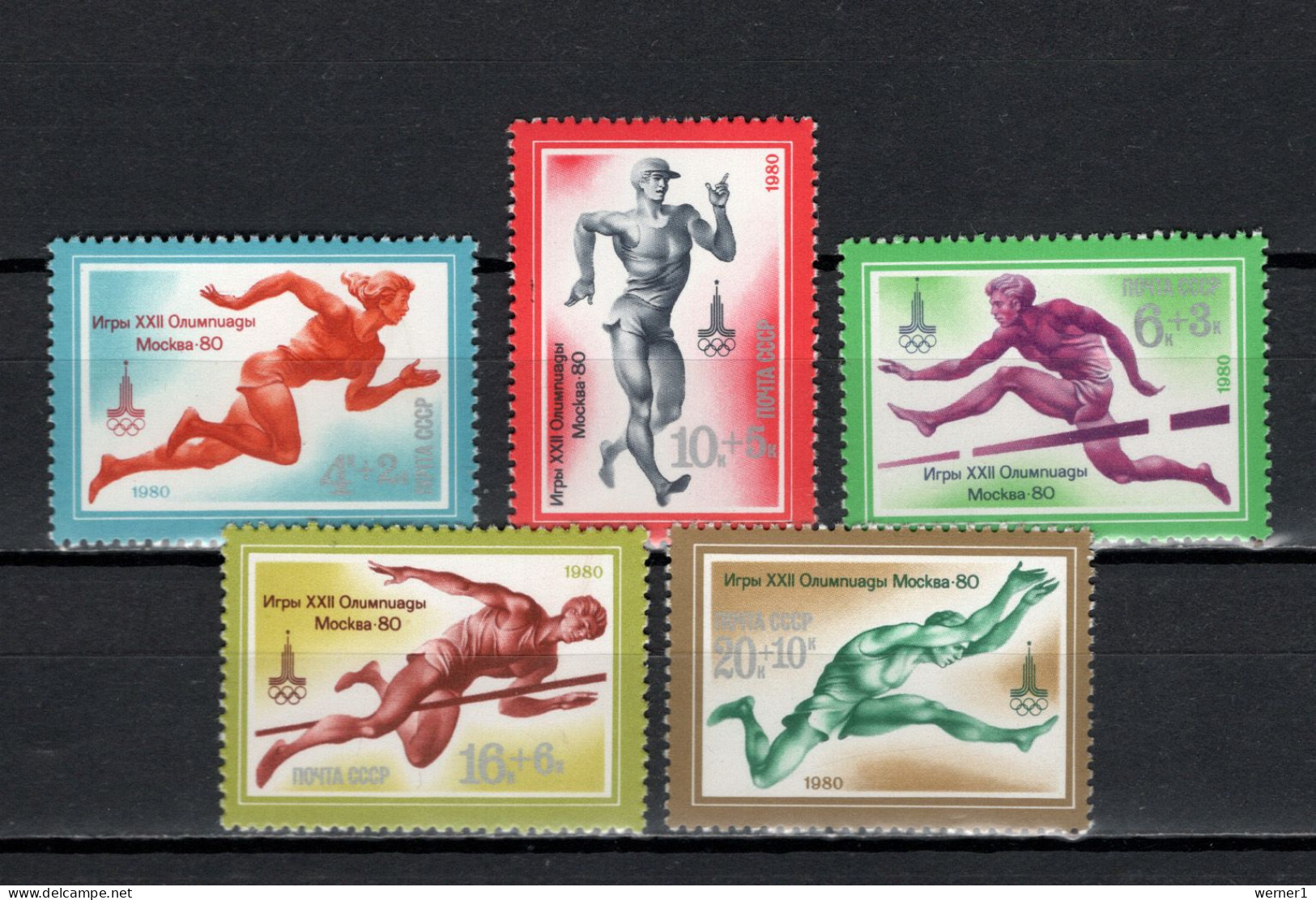 USSR Russia 1980 Olympic Games Moscow, Athletics Set Of 5 MNH - Sommer 1980: Moskau
