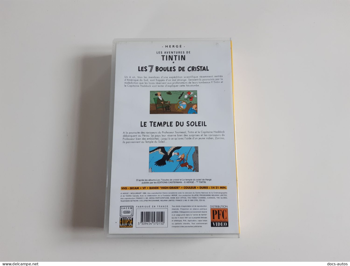 Cassette Vidéo VHS Les Aventures De Tintin - Les 7 Boules De Cristal - Le Temple Du Soleil - Dessins Animés